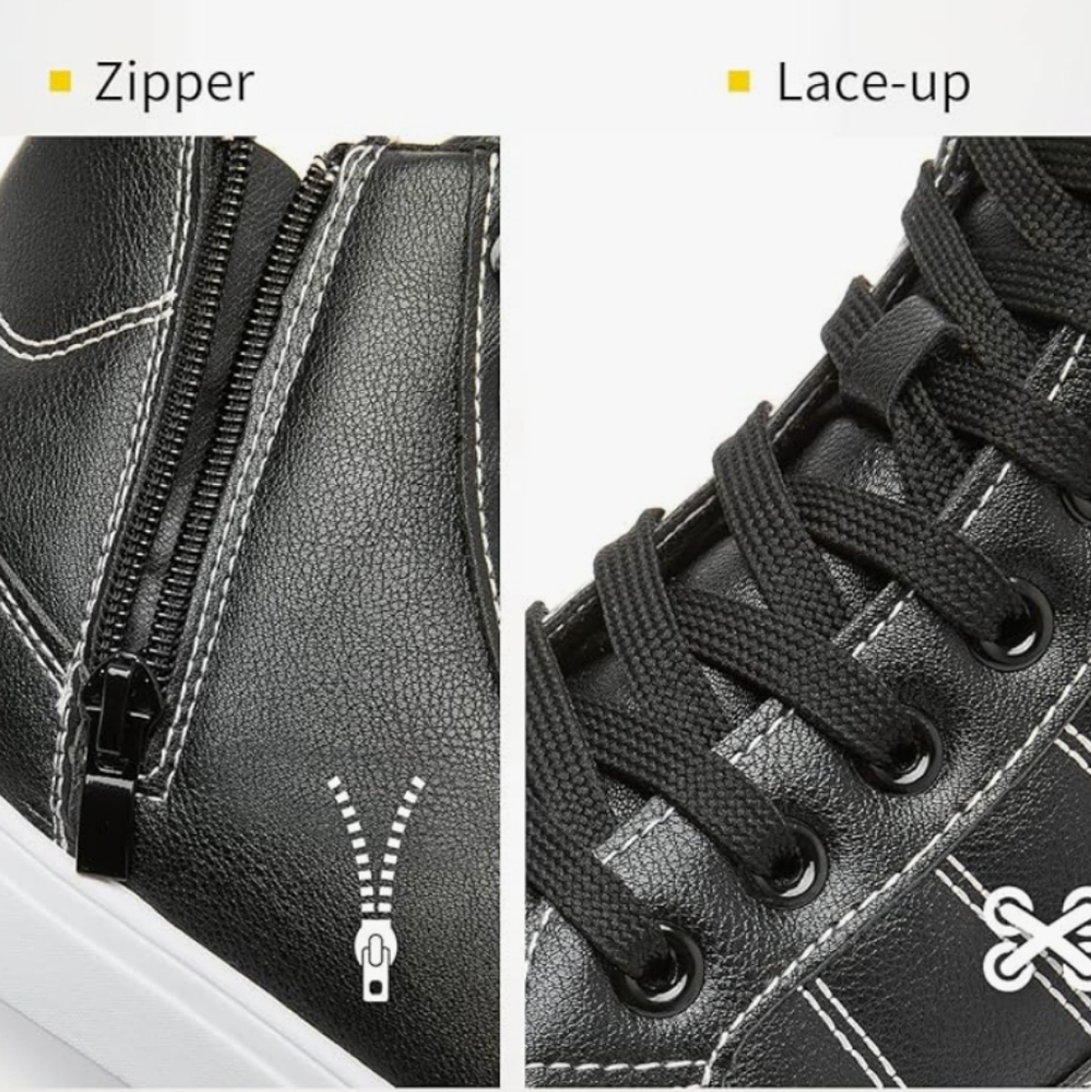 ZGR High Top Sneakers for Women Lace Up Leather Fashion Sneakers Ankle Boots - Picture 8 of 12